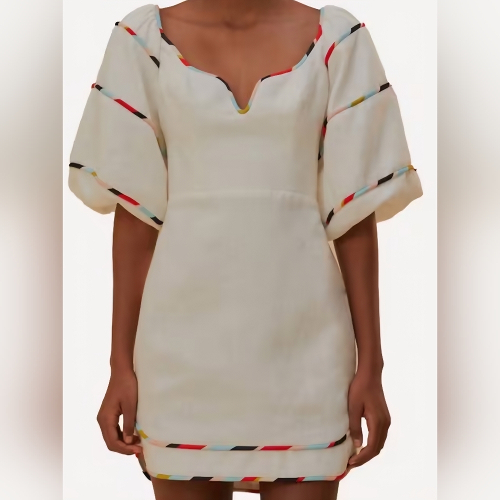 FARM Rio White Colourful Stripes Euroflax™ Mini Dress NWT